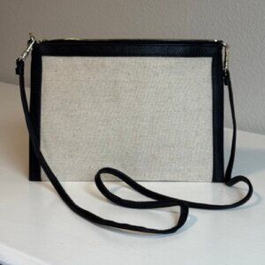 Linen and Leather Crossbody Pouch NWOT